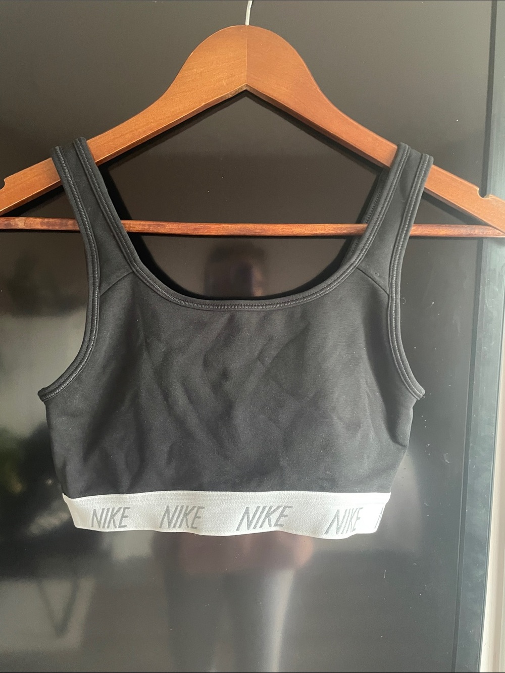 Nike Black Sports Bra with White Logo Band